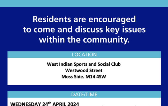 Join us for the Moss Side Police and Community Together Meeting - 24 April