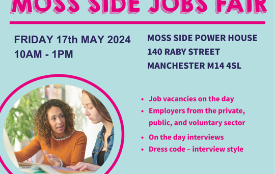 Moss Side Jobs Fair, CV and confidence workshops in May